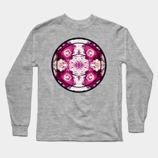 Pink/Maroon Paint Pour Pattern Long Sleeve T-Shirt